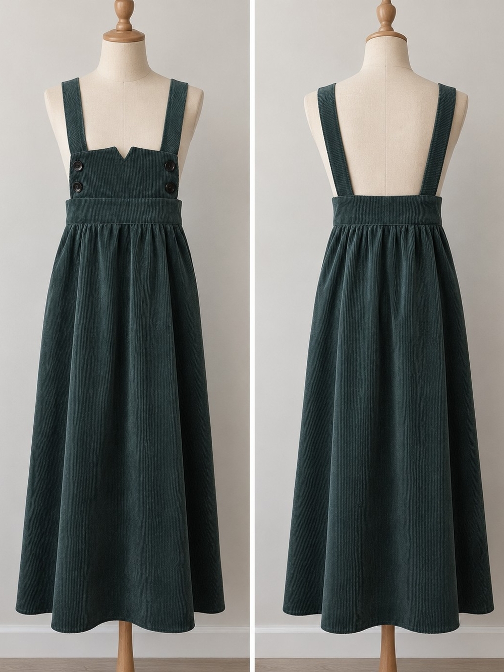 Skies Are Blue Dark Teal Corduroy Pinafore Dress for Kids